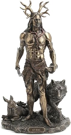 Herne The Hunter With Deer And Wolf Statue