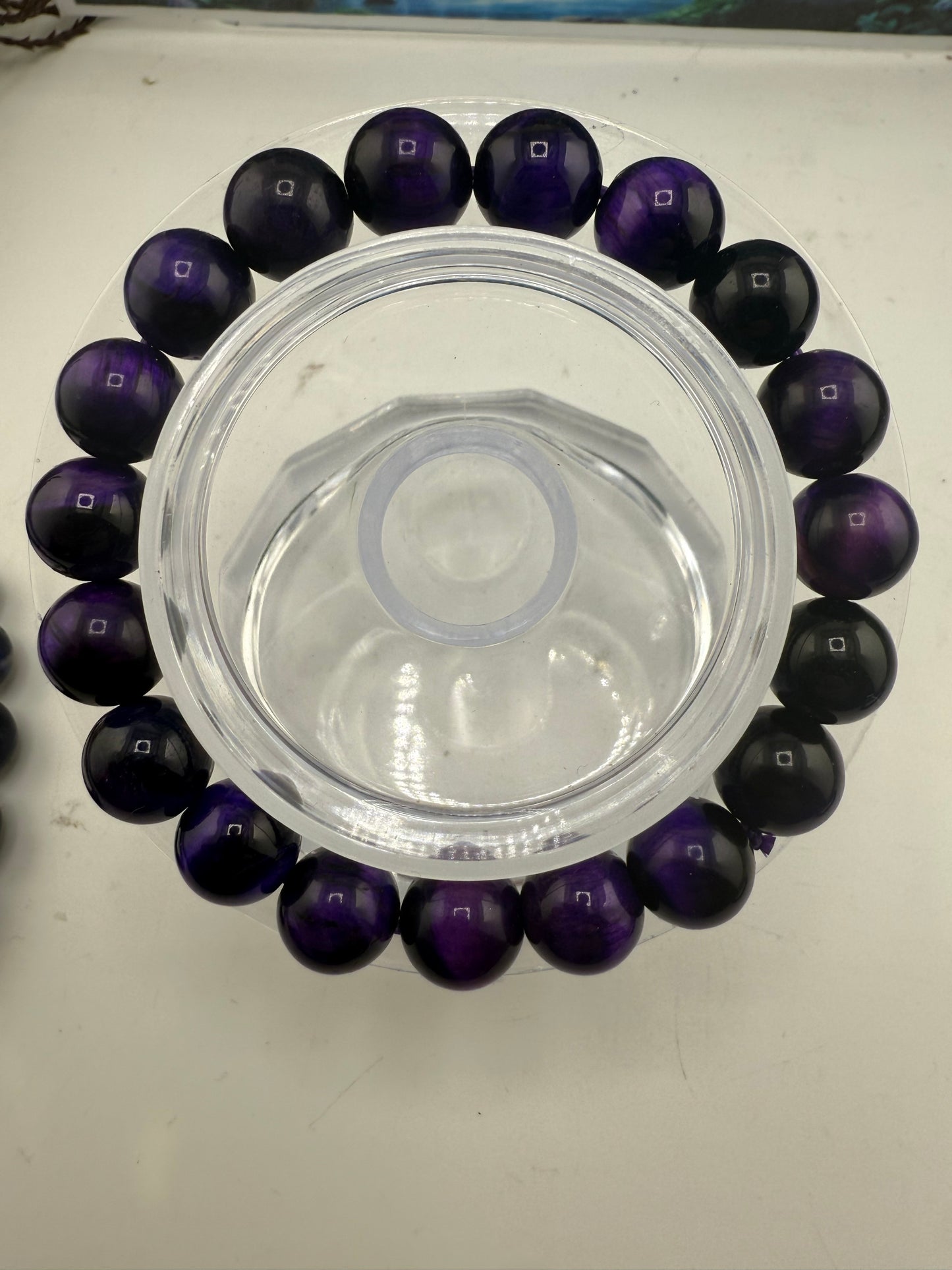 Purple Tiger Eye Bead Bracelet 10mm