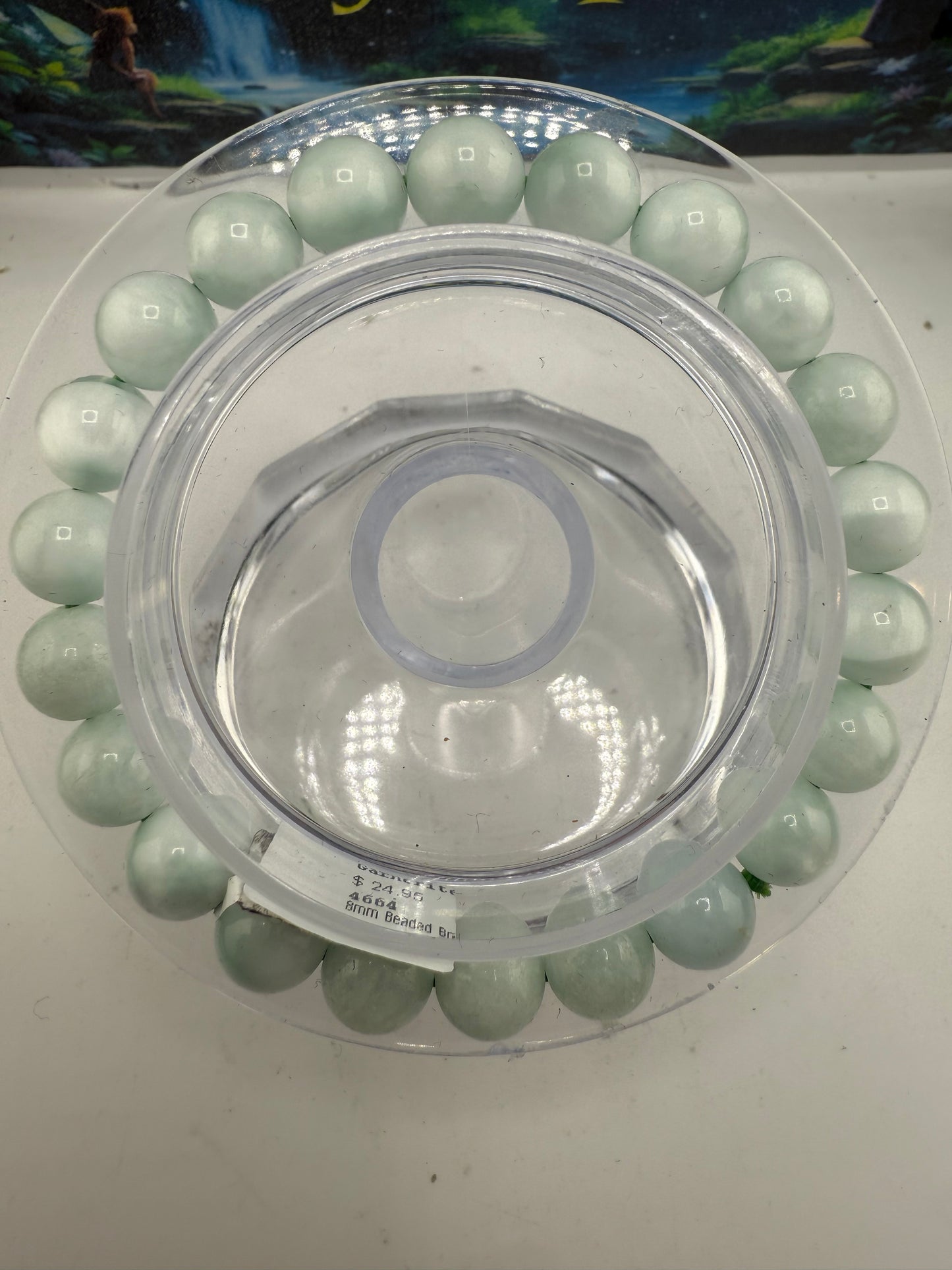 Green Moonstone ( Garnerite) Bead Bracelet 8mm
