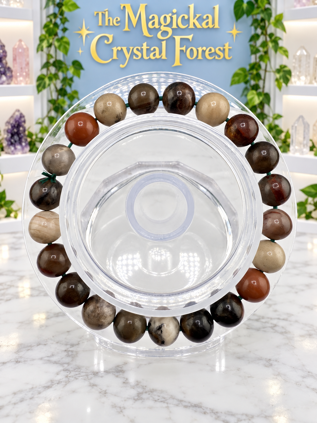 Petrified Wood Bead Bracelet 10mm