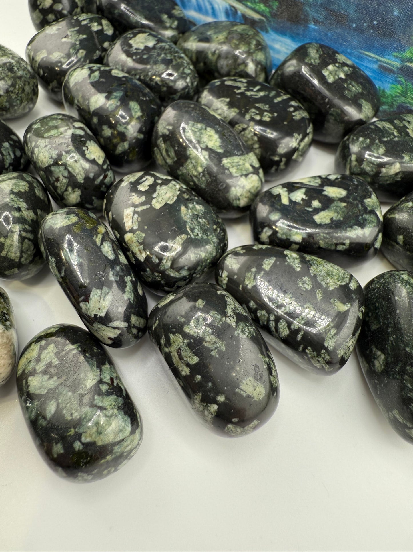 Green Writing Stone Tumbled