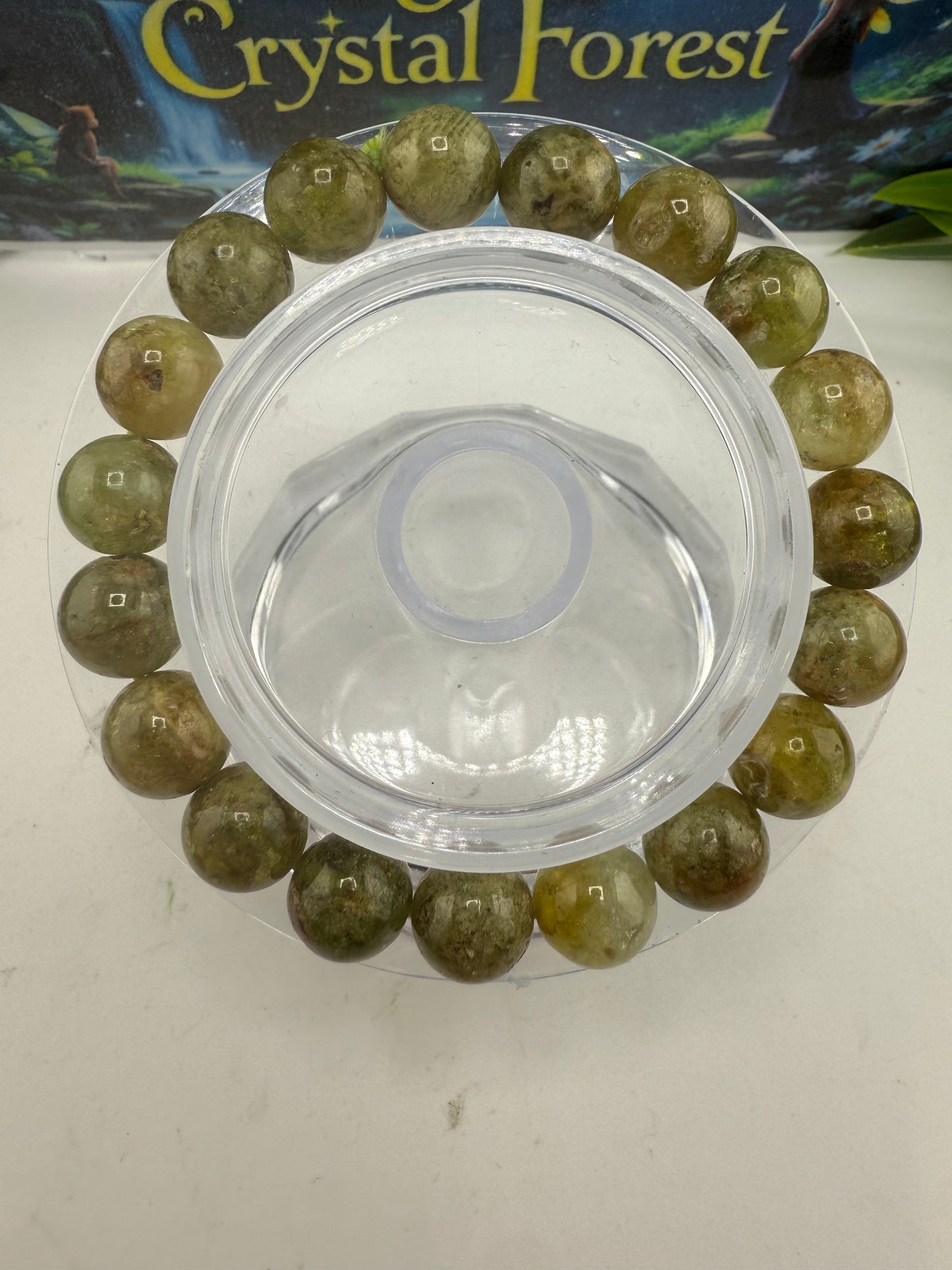 Green Garnet Bead Bracelet 10mm