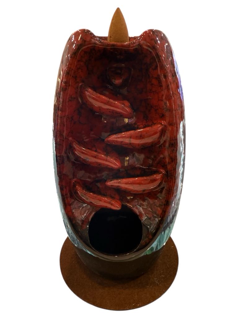 Red Ceramic Back flow waterfall Burner