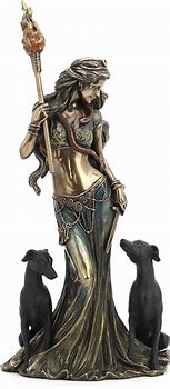 Hecate Greek Goddess of Magic with Dogs Statue