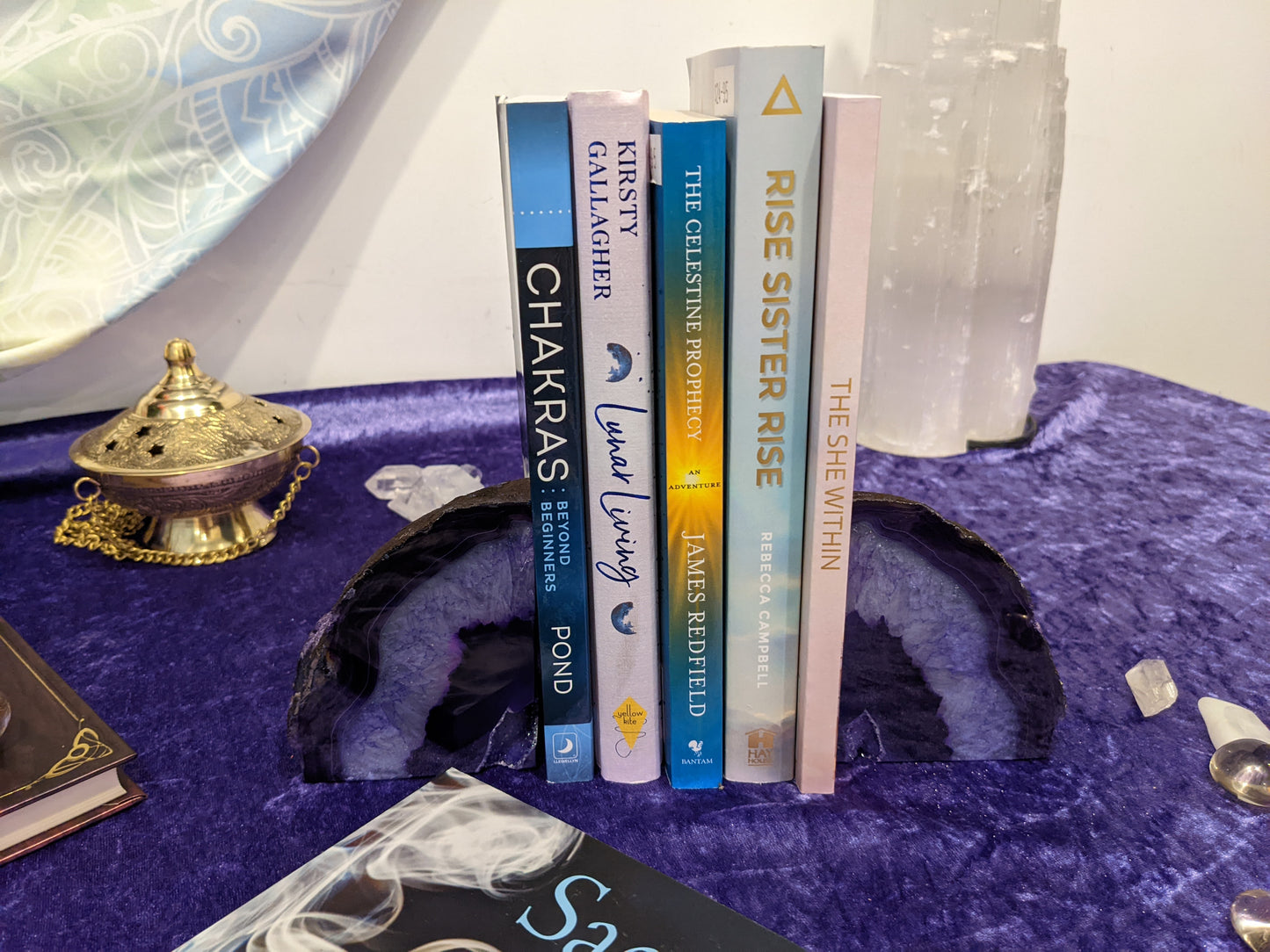 Purple agate bookends