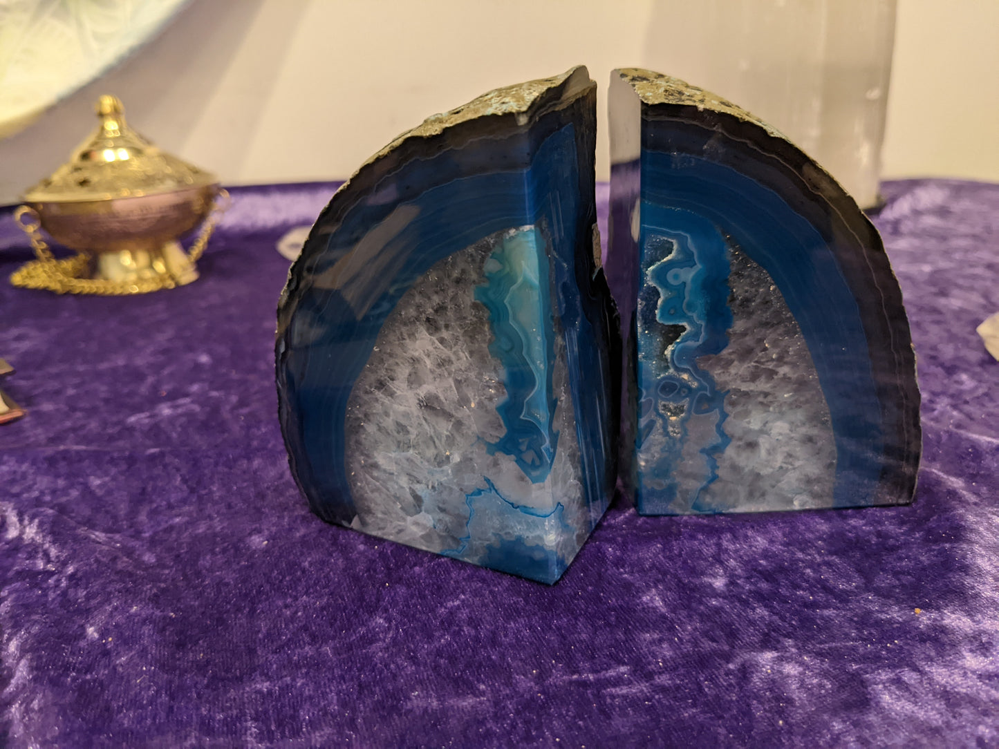 Teal Agate bookends