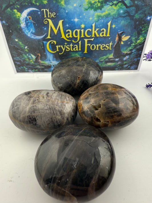 Black Moonstone Palm Stones