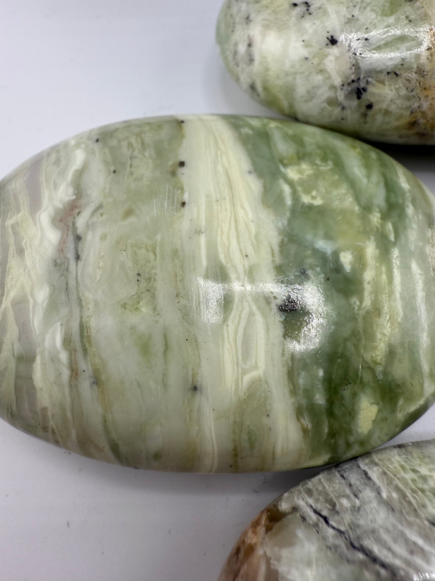 Green Calcite Palm Stones