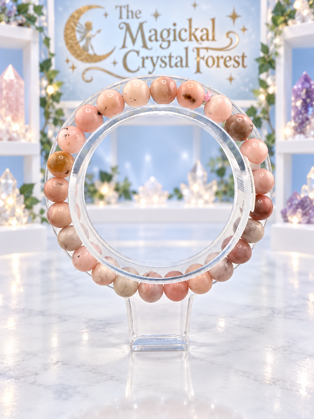 Pink Opal Crystal Bracelet 8mm