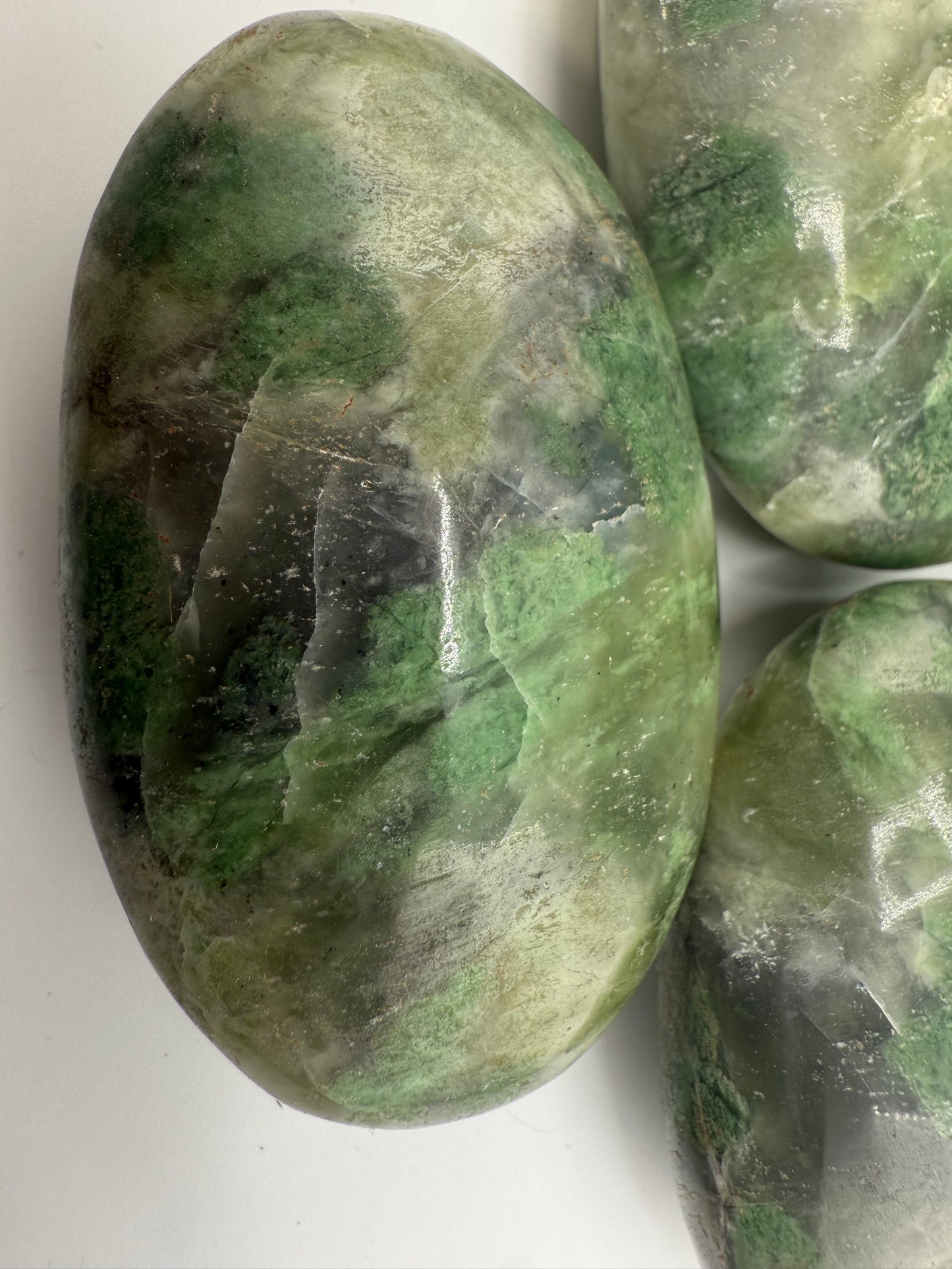 Green Spotted Serpentine Palm Stone