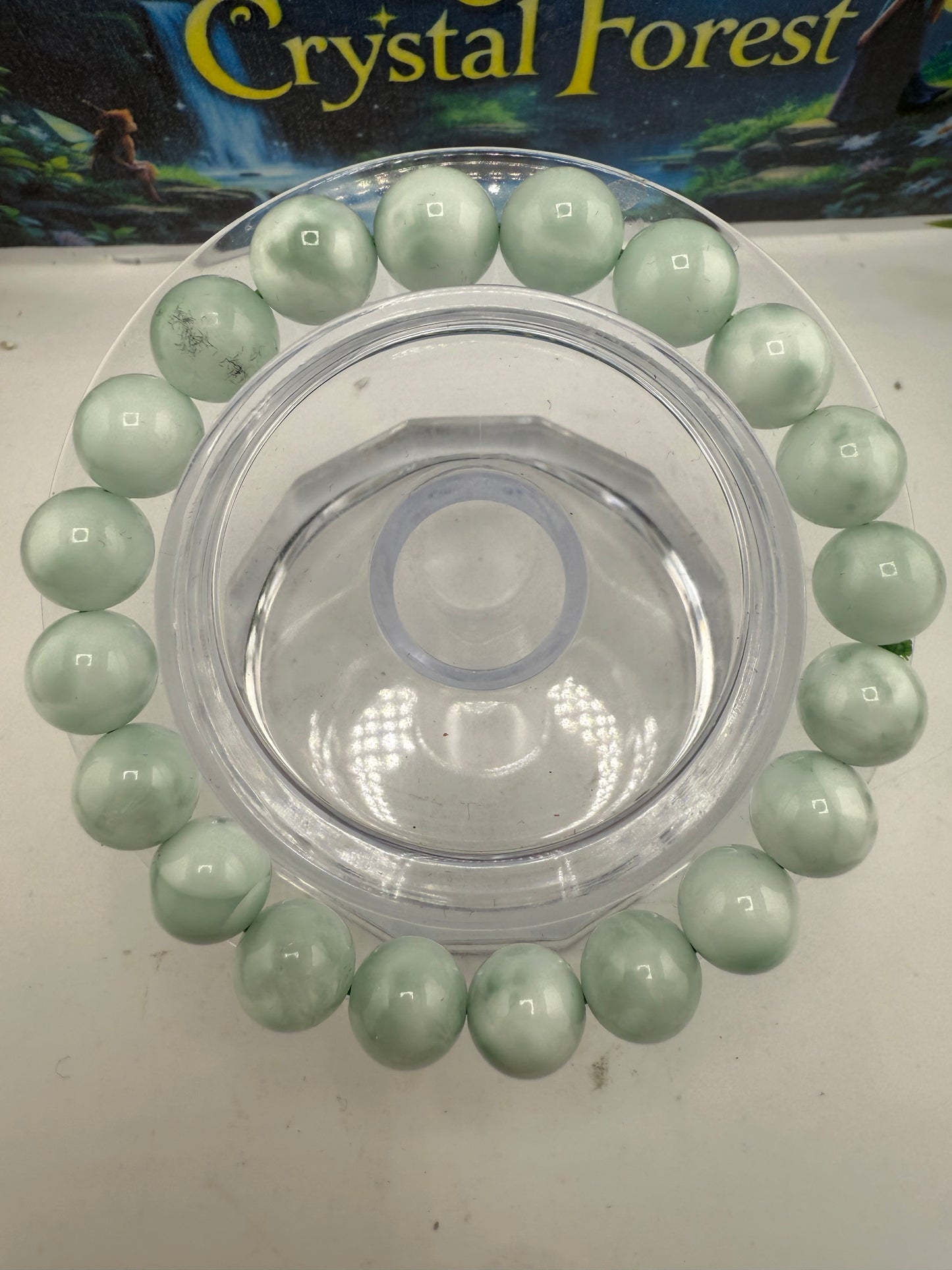 Green Moonstone (Garnerite) Bead Bracelet 10mm