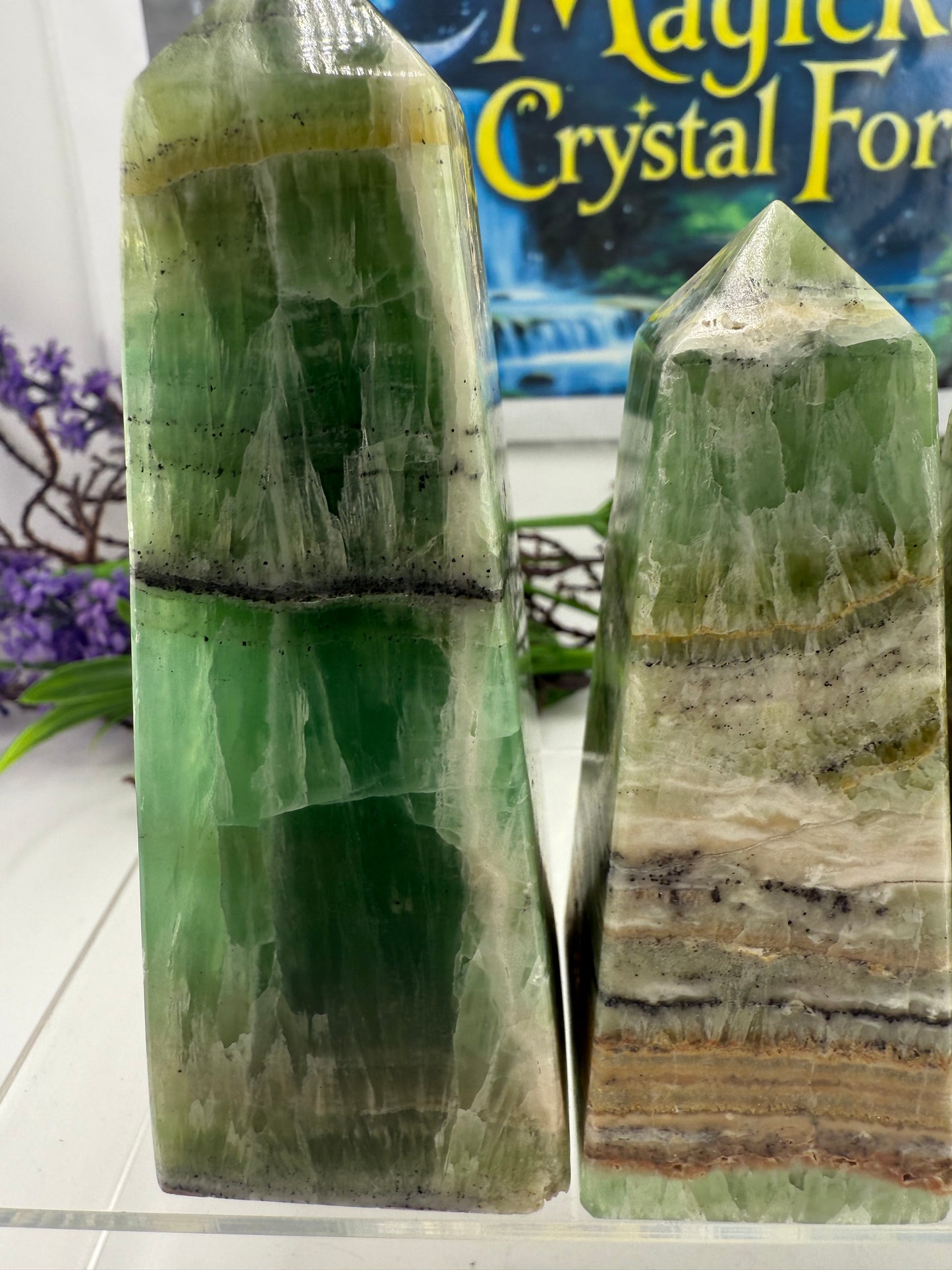 Green Calcite Points