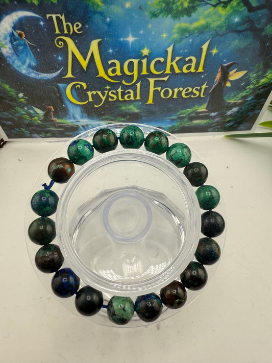 Blue Chrysocolla Crystal Bracelet 10mm