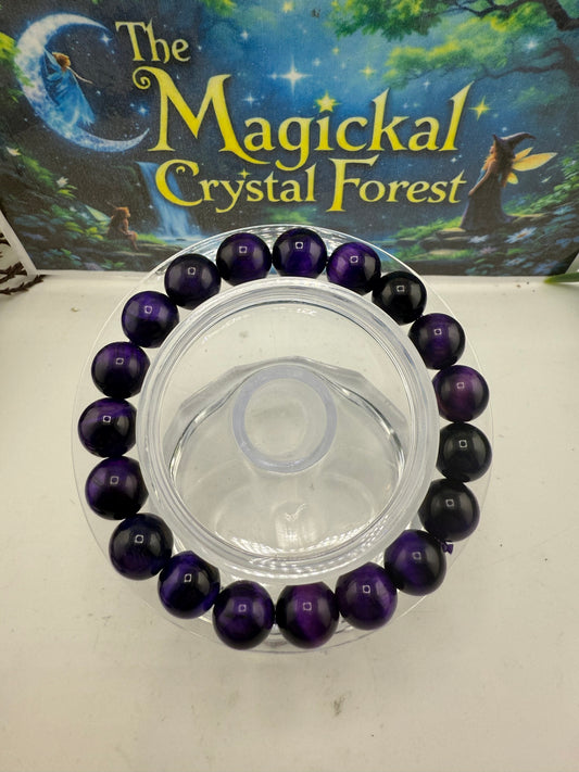 Purple Tiger Eye Bead Bracelet 10mm
