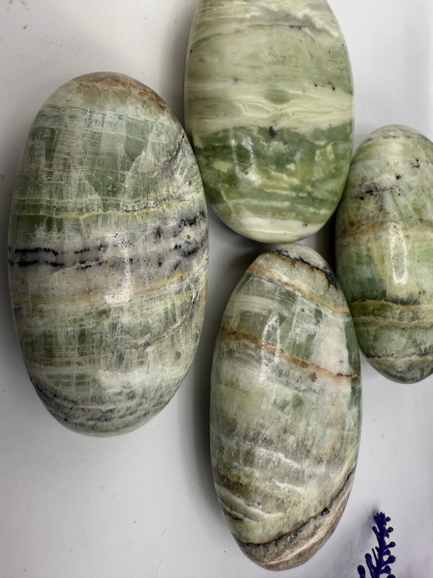 Green Calcite Palm Stones