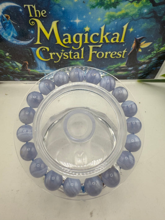 Blue Lace Agate Bead Bracelet 10mm