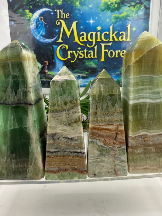 Green Calcite Points