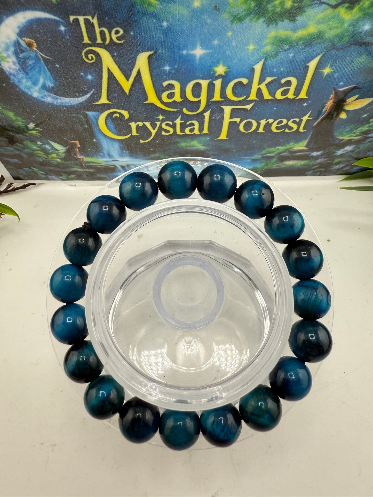 Blue Tiger Eye Bead Bracelet 10mm
