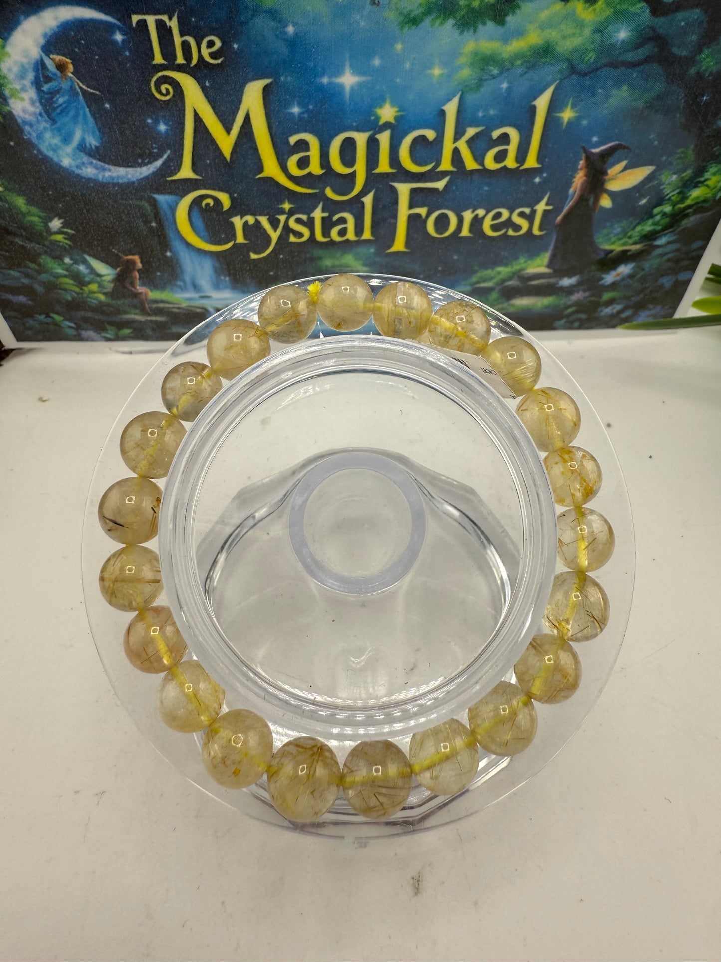 Golden Rutile Bead Bracelet 8mm