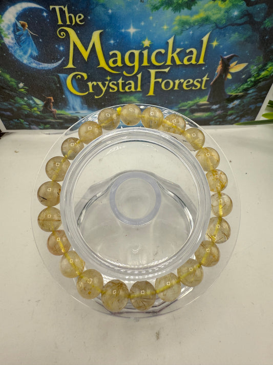 Golden Rutile Bead Bracelet 8mm