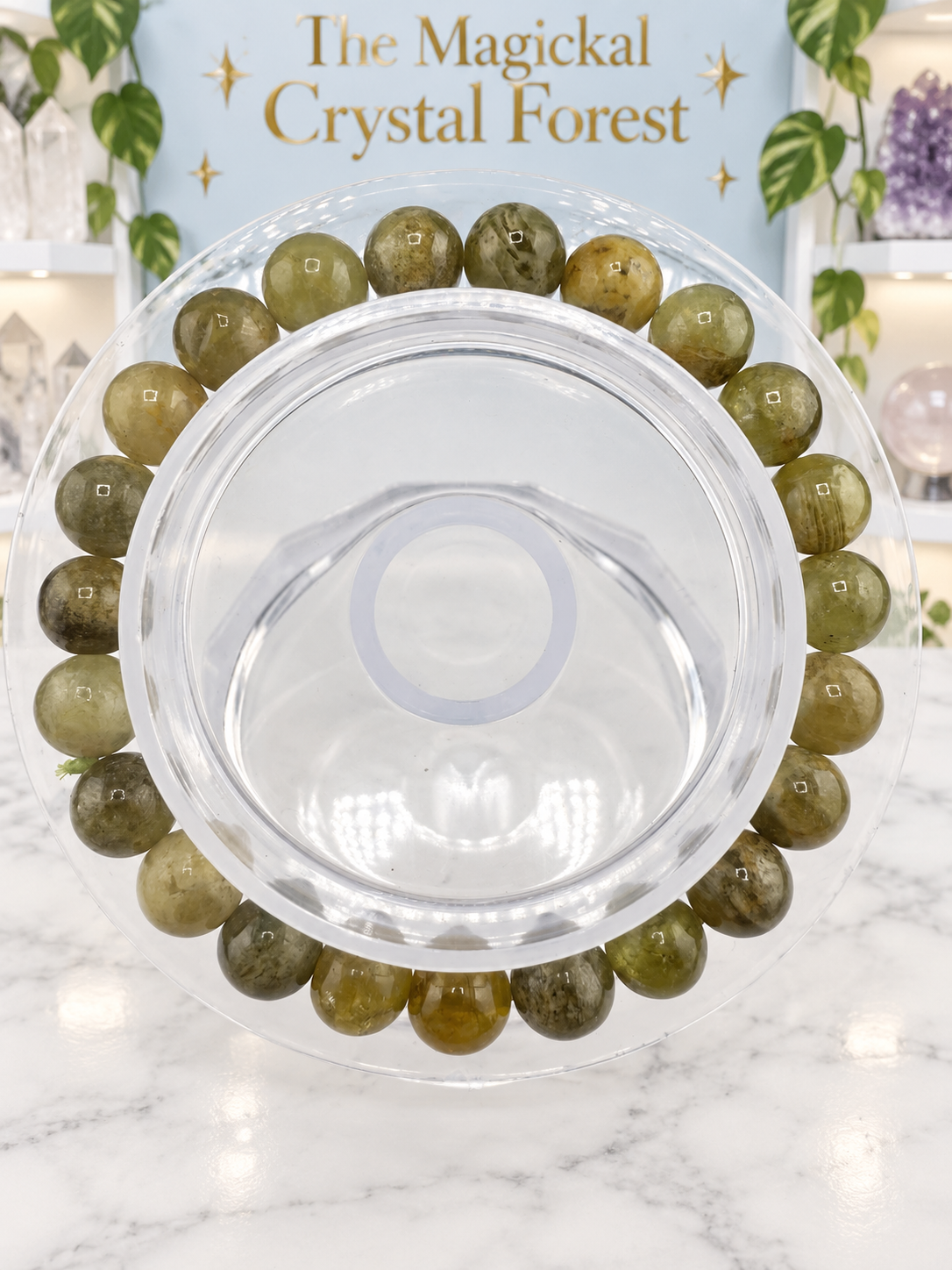 Green Garnet Bead Bracelet 10mm