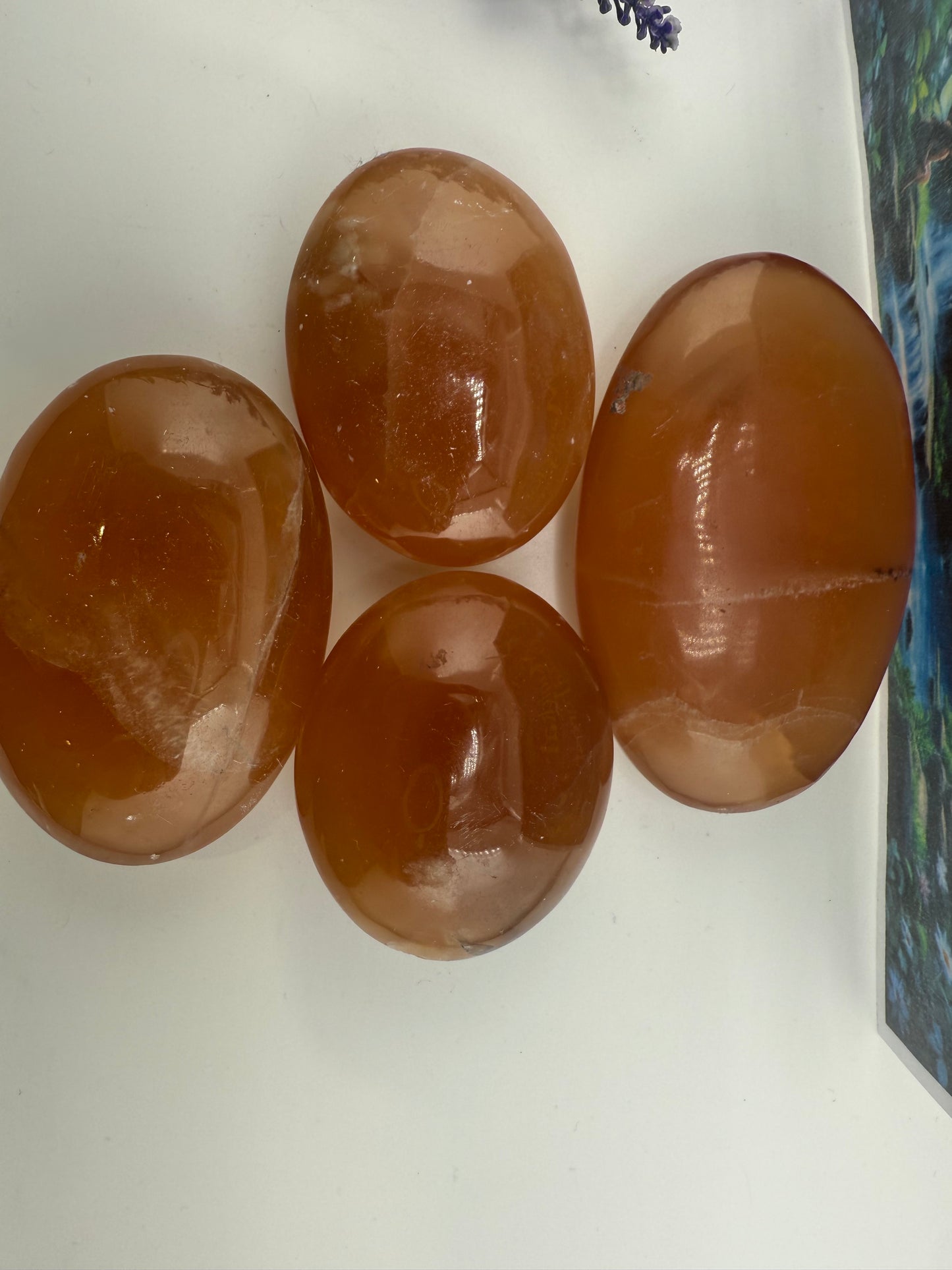 Honey Calcite Palm Stones