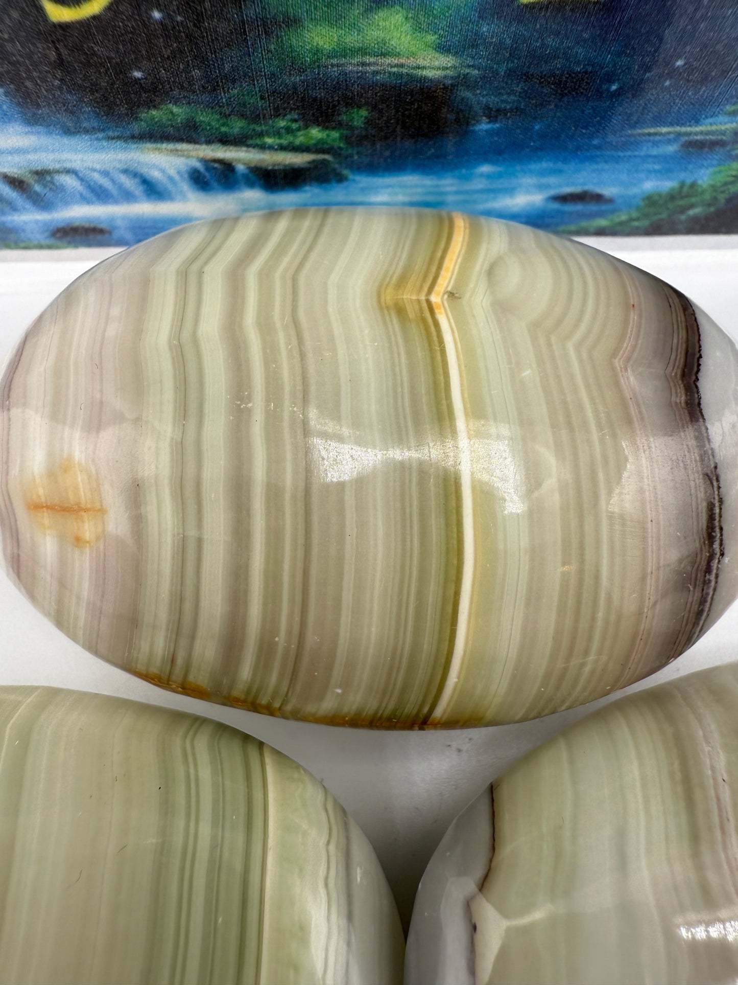 Banded Calcite Palm Stones