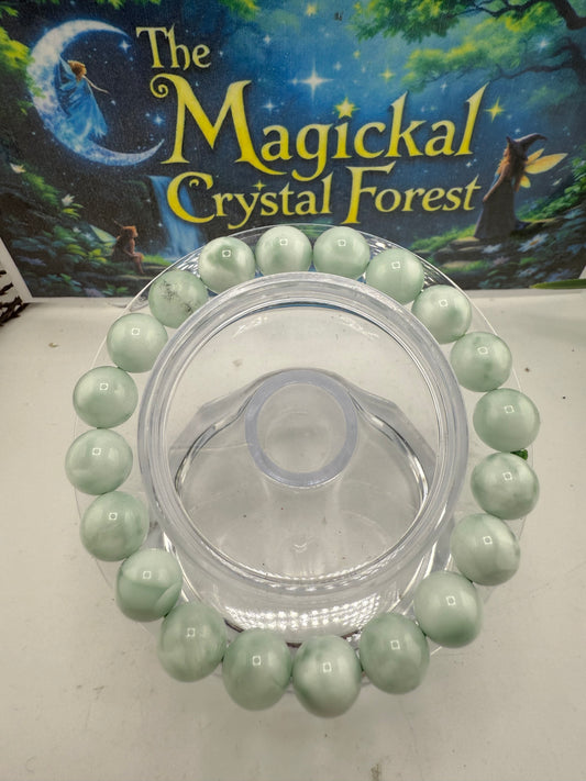 Green Moonstone (Garnerite) Bead Bracelet 10mm