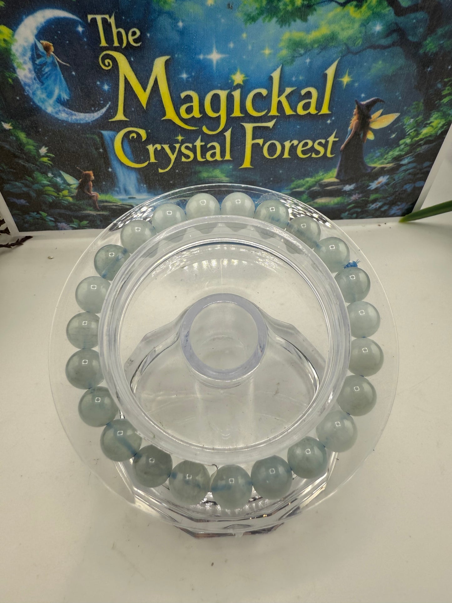 Aquamarine Bead  Bracelet 8mm