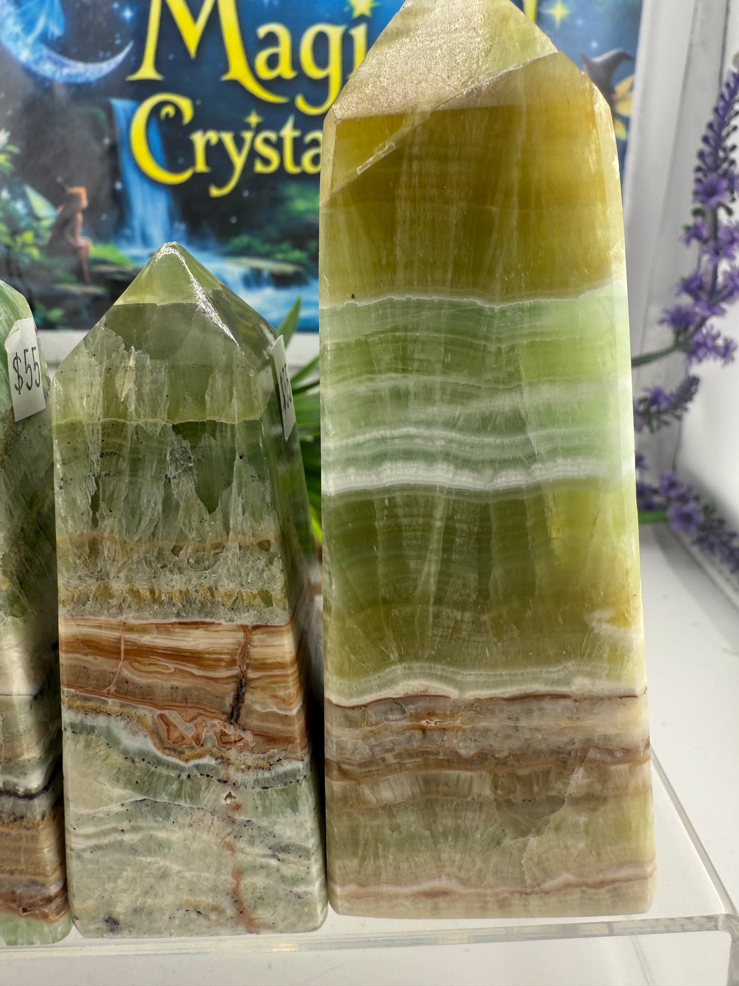Green Calcite Points