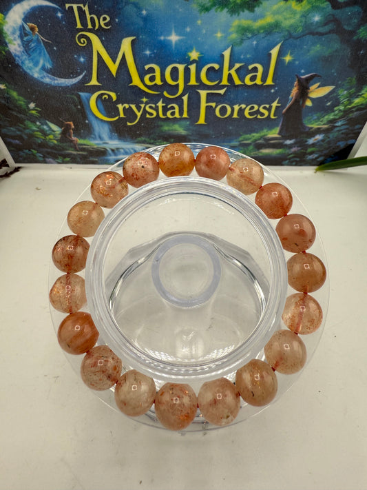 Sunstone Bead Bracelet 10mm