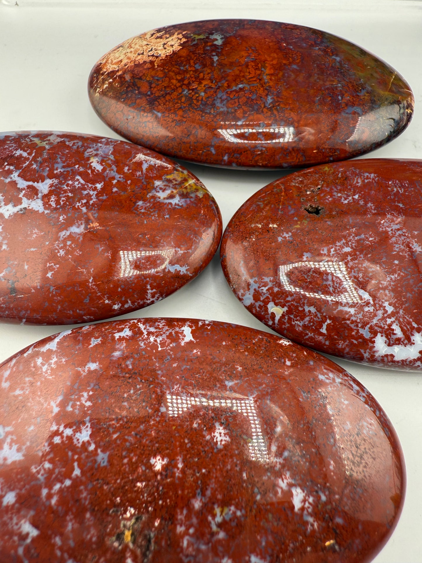 Red Moss Agate Palm Stone