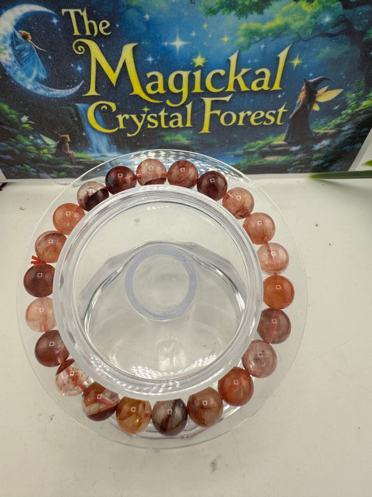 Fire Quartz Bead  Bracelet 8mm