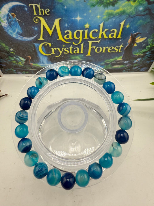Blue Agate Crystal Bracelet 8mm