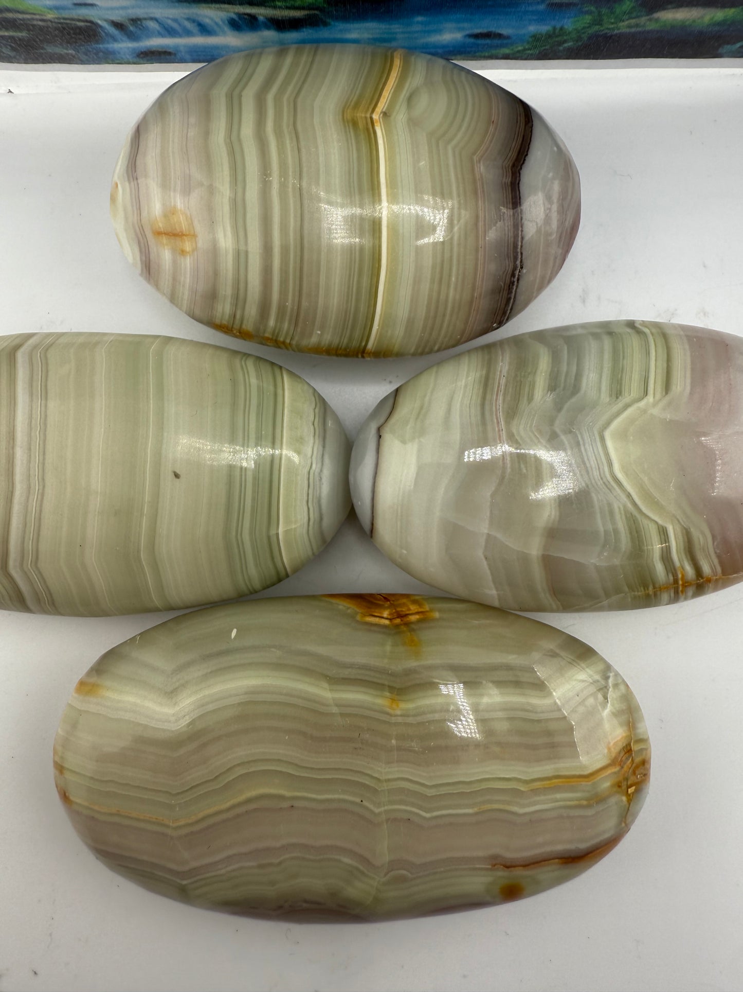 Banded Calcite Palm Stones