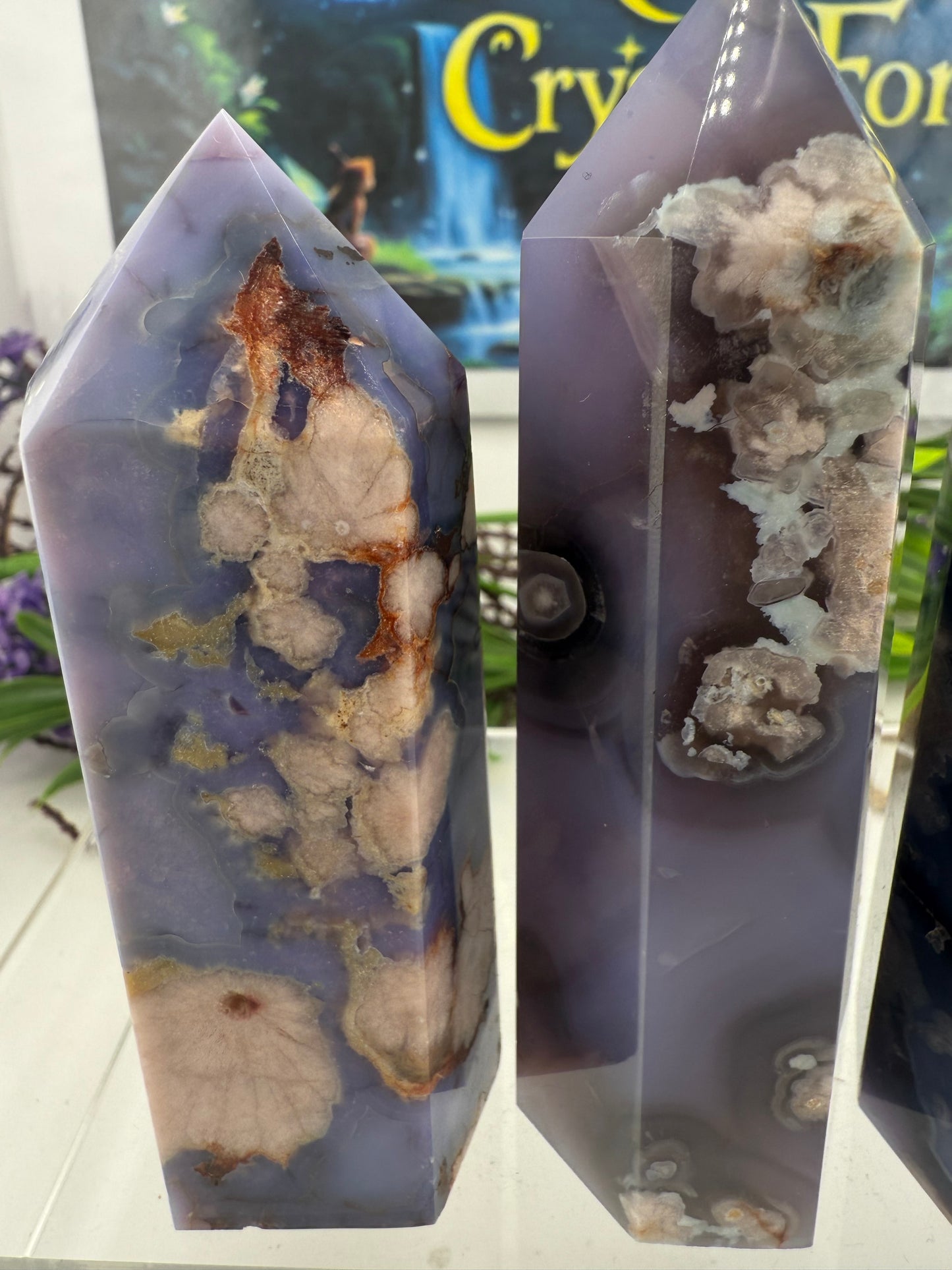 Blue Flower Agate Points