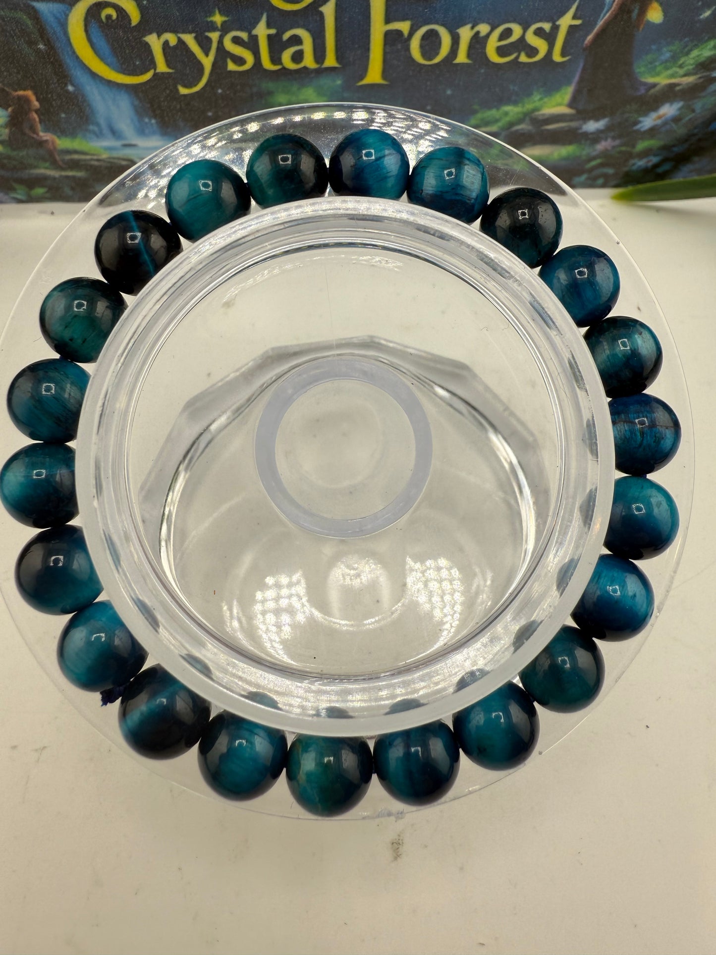 Blue Tiger Eye Bead Bracelet 8mm