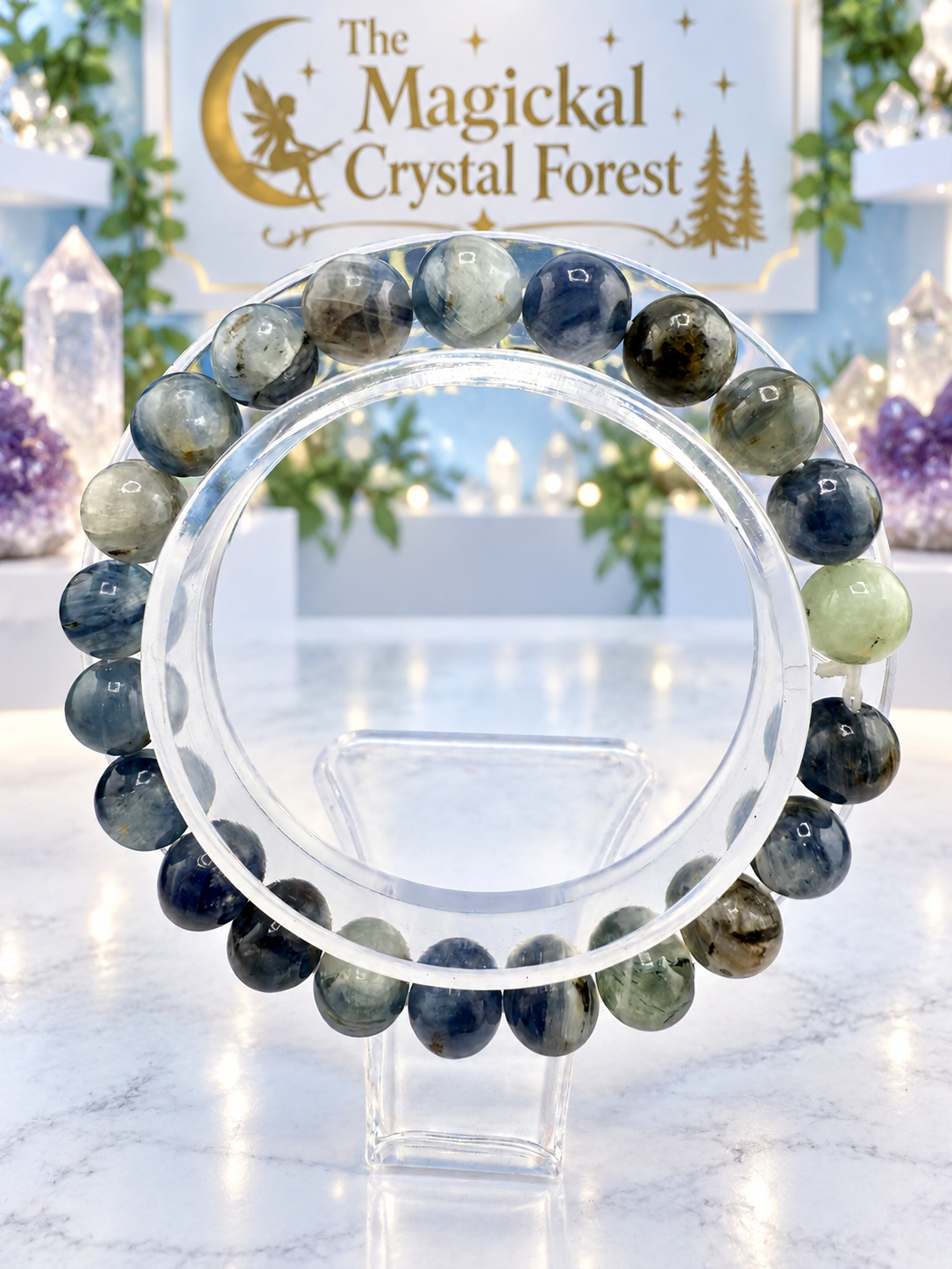 Blue/Green Kyanite Bead Bracelet 8mm