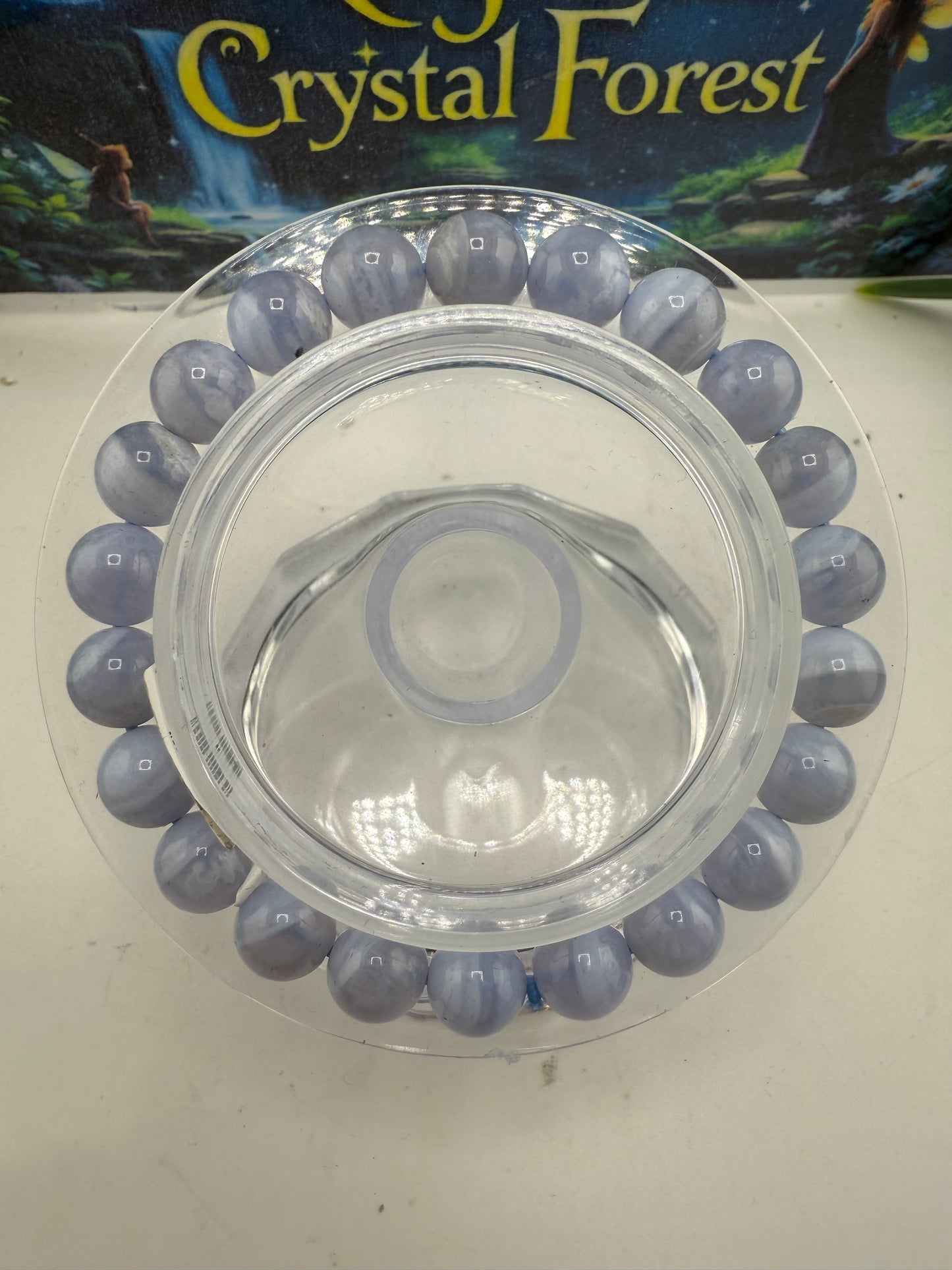 Blue Lace Agate Bead Bracelet 8mm