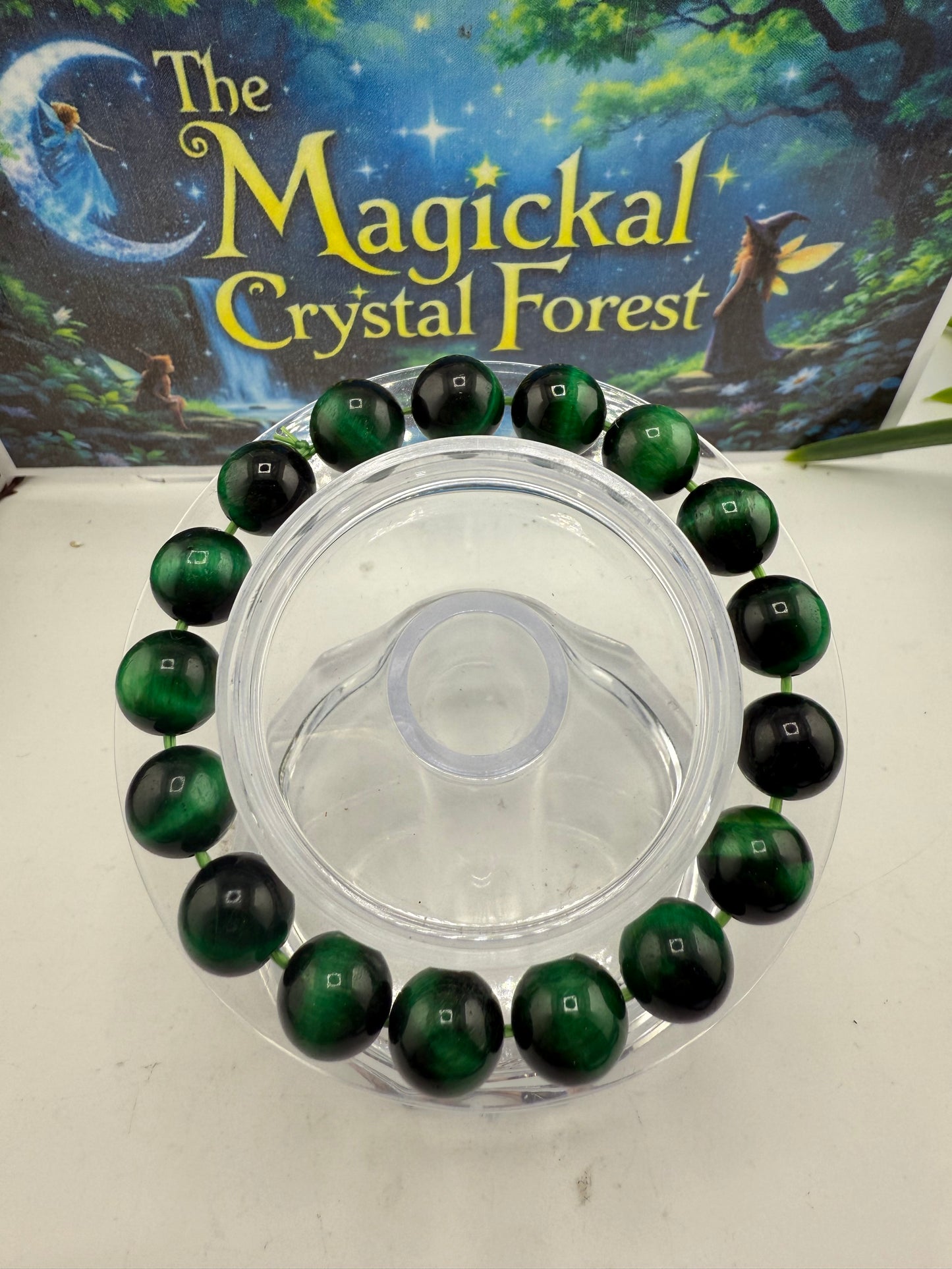 Green Tiger Eye Bead Bracelet 10mm