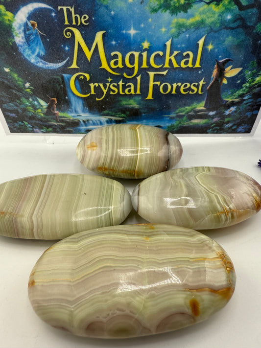 Banded Calcite Palm Stones
