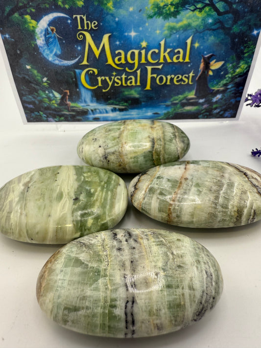 Green Calcite Palm Stones