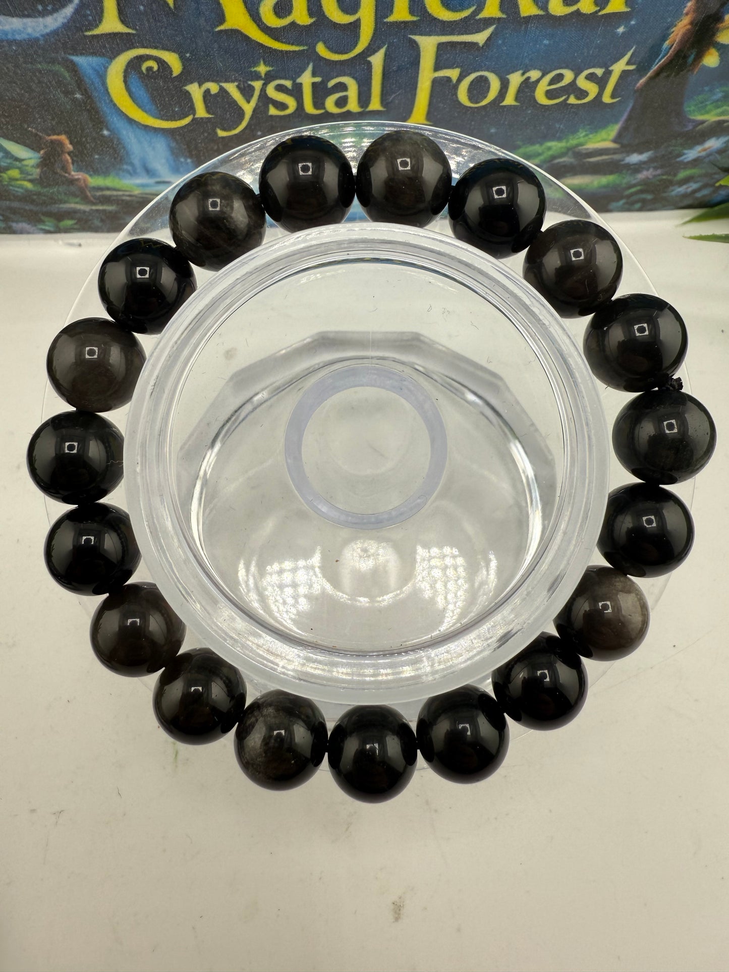 Silver Sheen Obsidian Crystal Bracelet 10mm