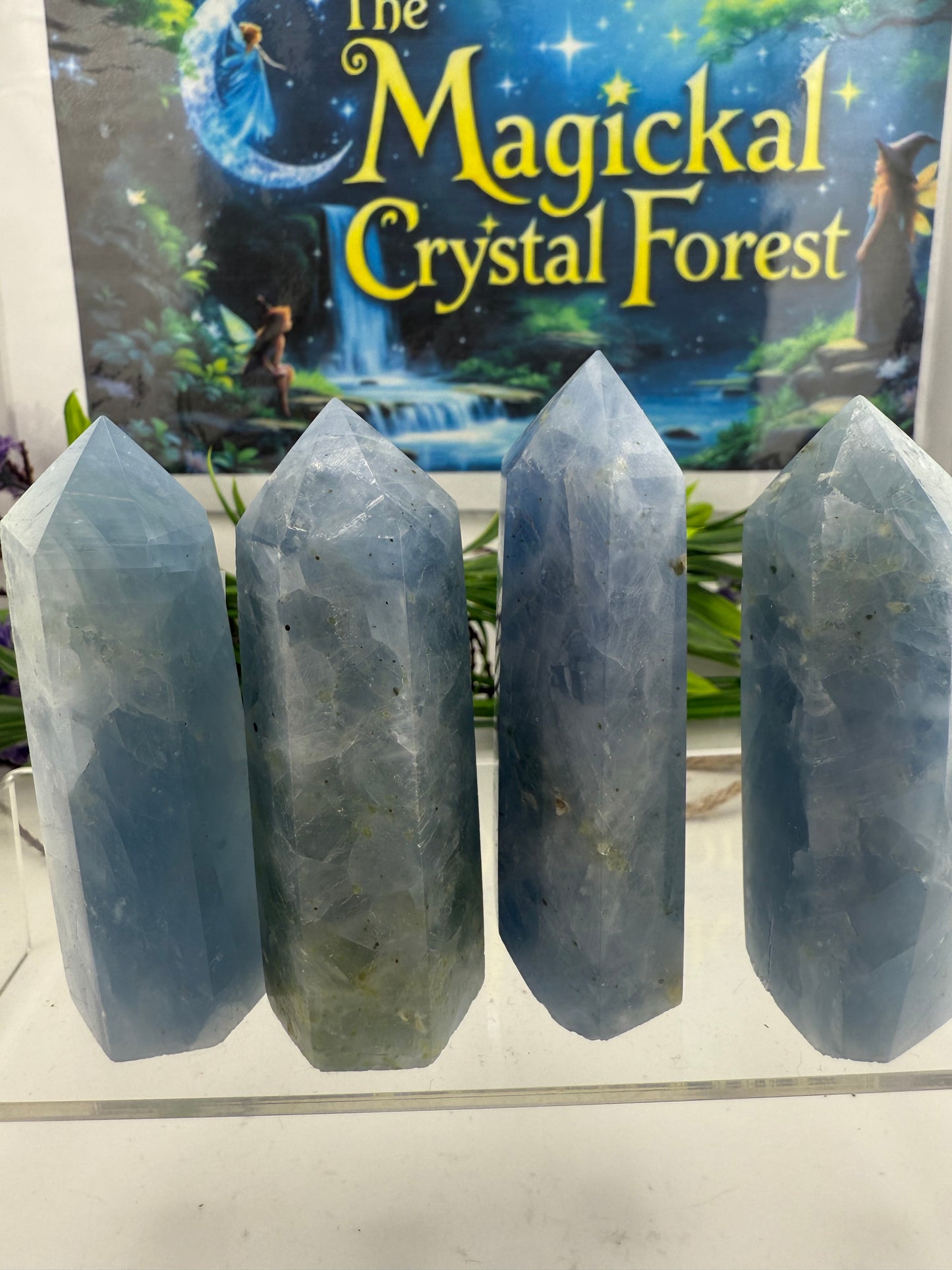 Blue Calcite Points