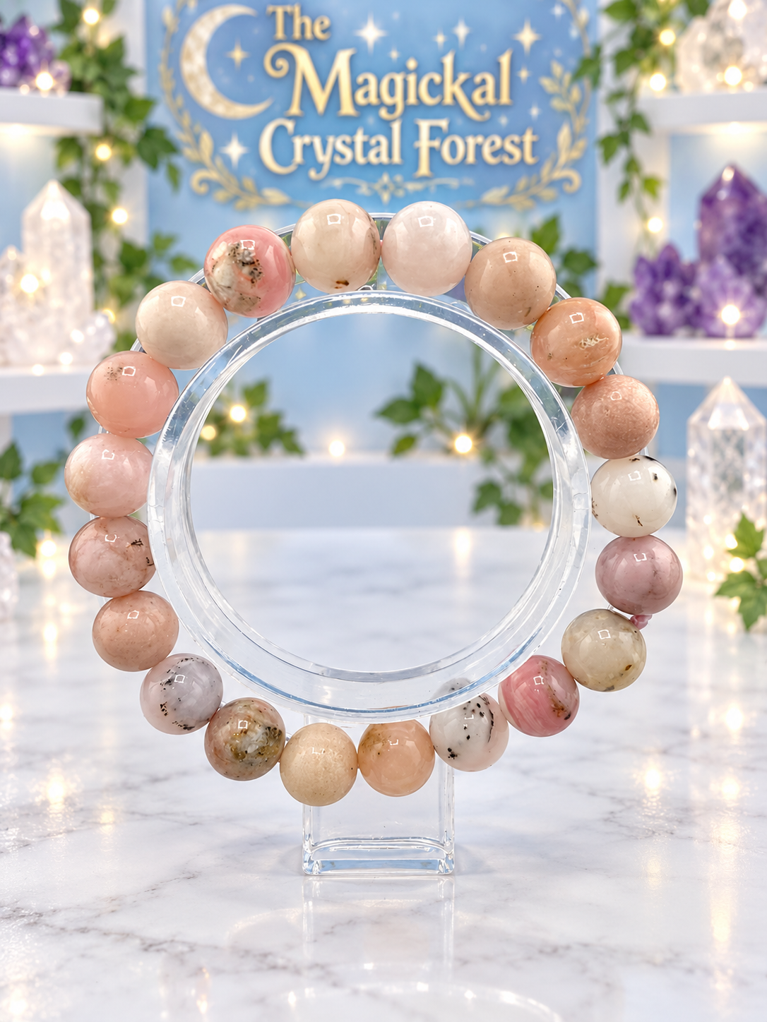 Pink Opal Crystal Bracelet 8mm