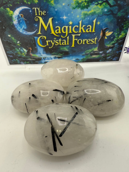 Tourmalinated Quartz Palm Stone