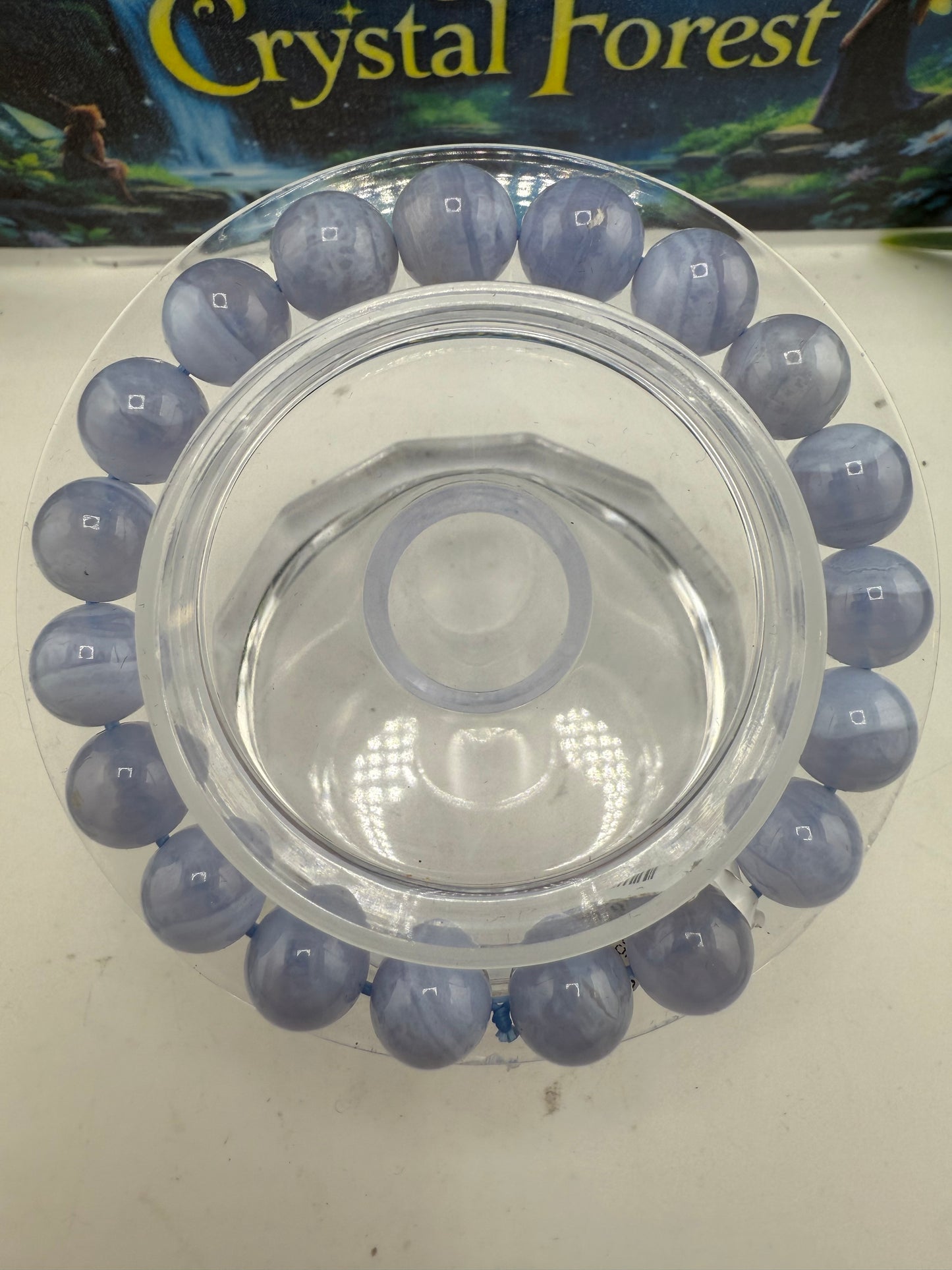 Blue Lace Agate Bead Bracelet 10mm
