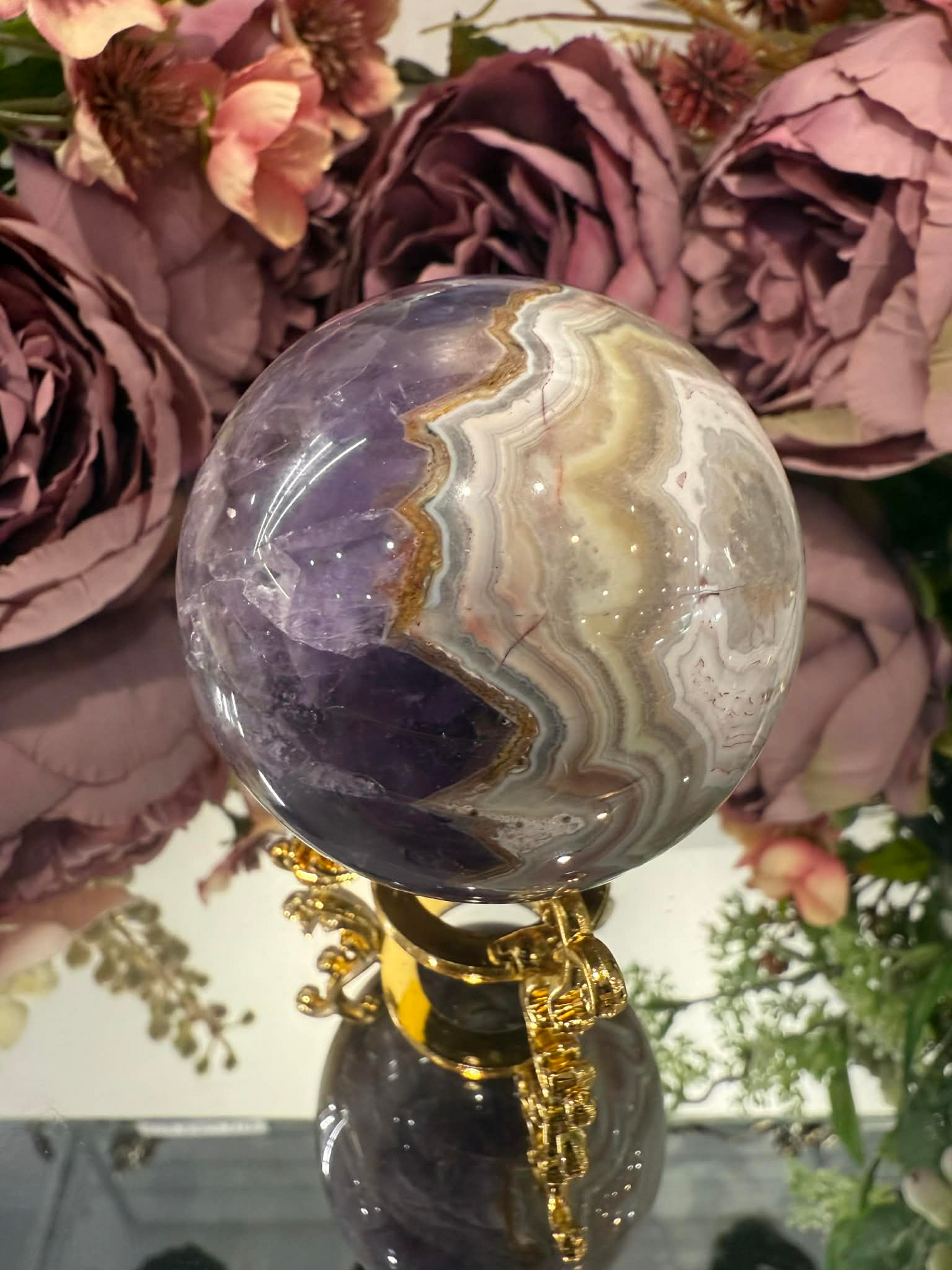 Amethyst Lace Agate Sphere 1