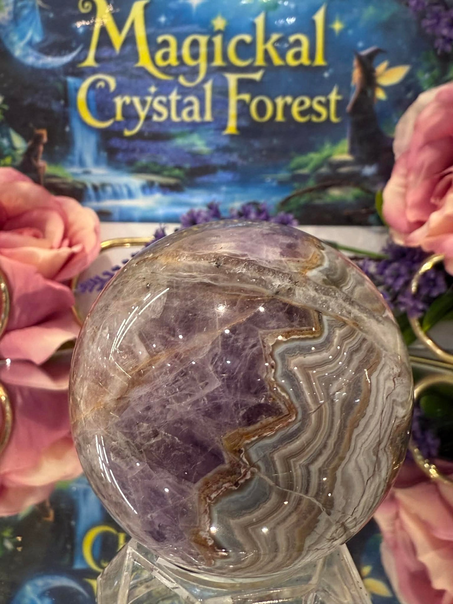 Amethyst Lace Agate Sphere 1