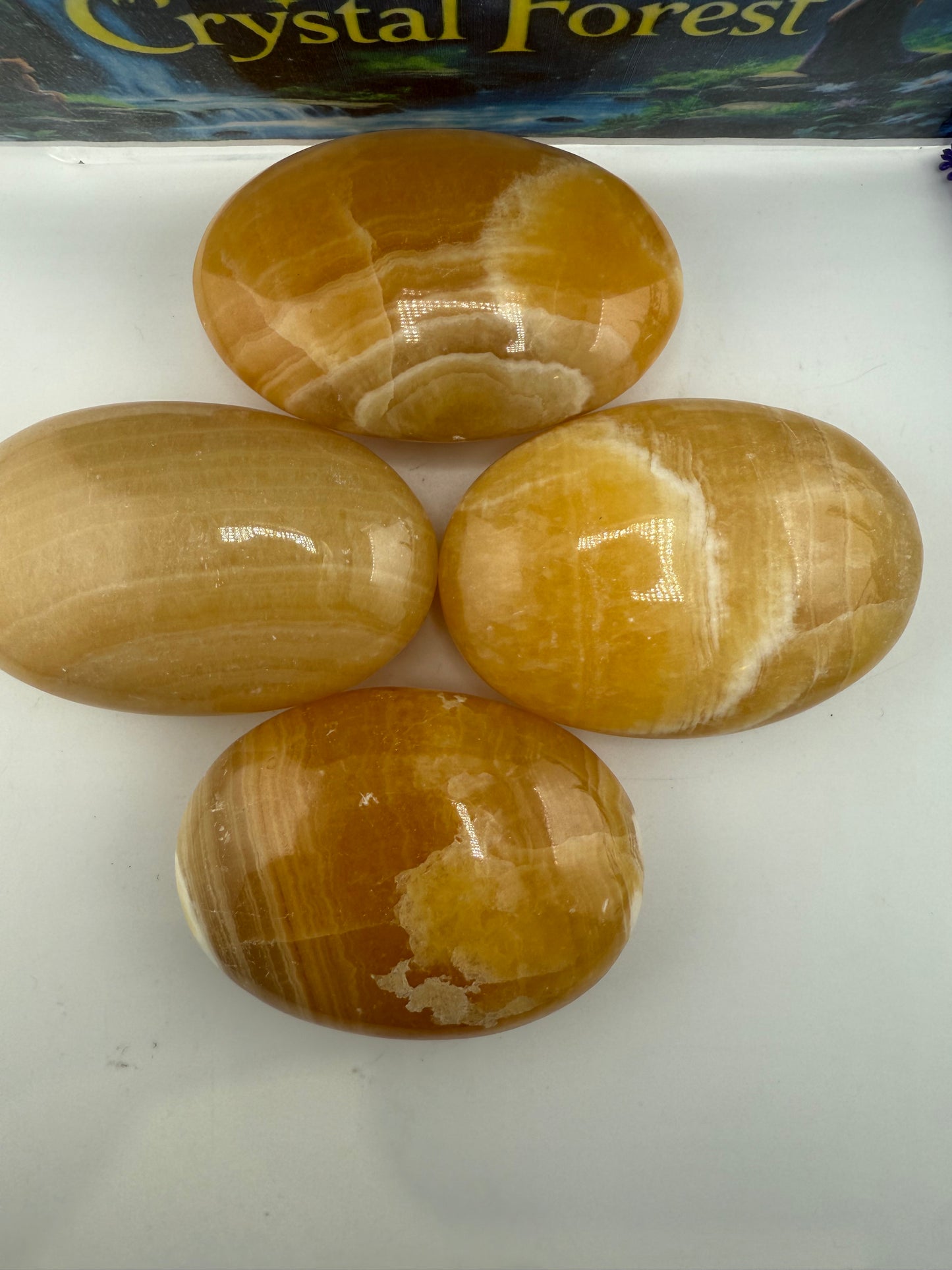 Orange Calcite Palm Stones